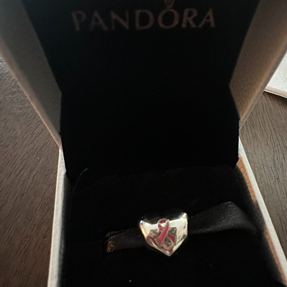 Pandora Pink Ribbon Breast Cancer Heart Support Her Charm S925 Sterling Silver